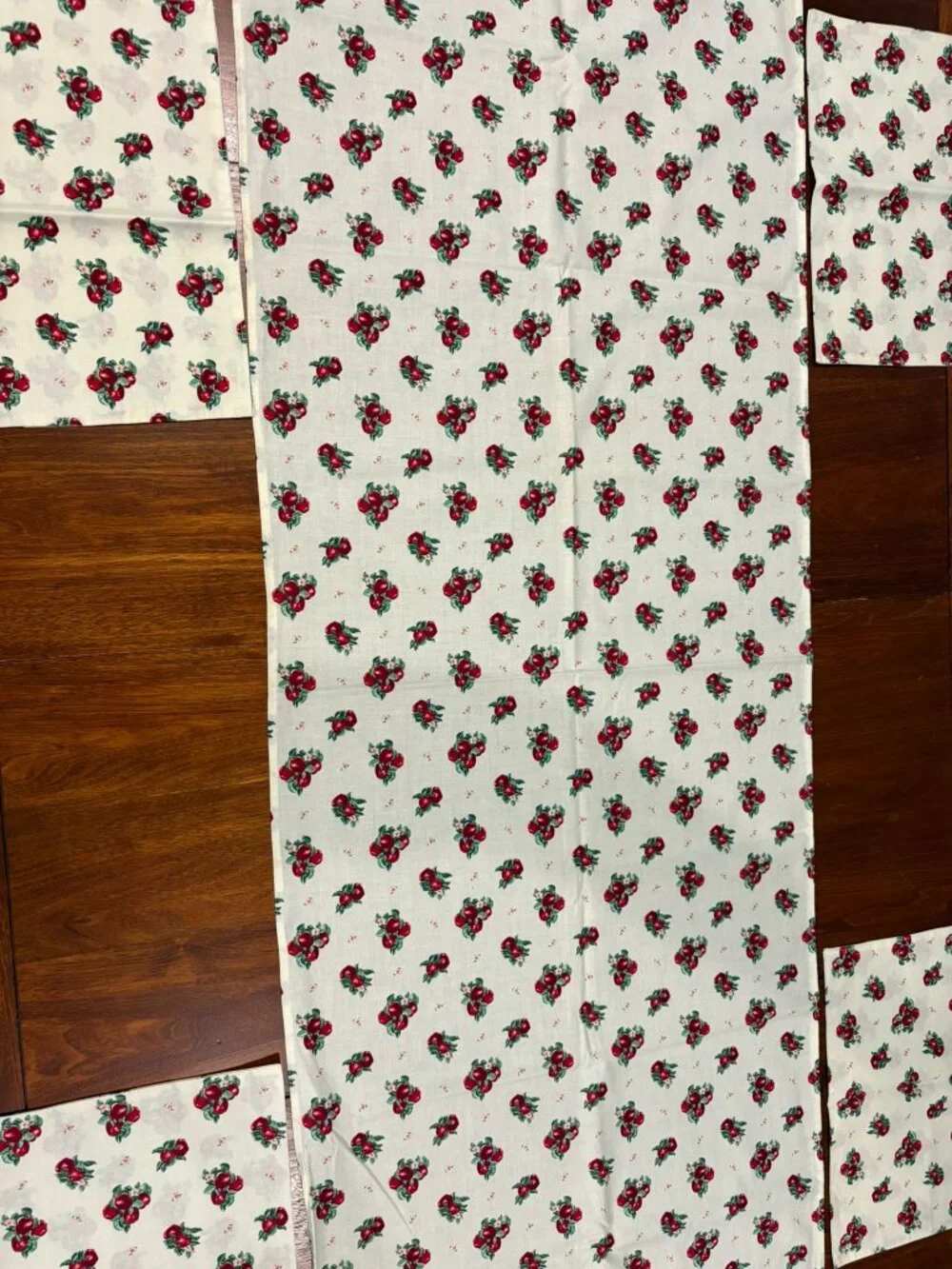 Apple table runner and 4 cloth napkins, Homemade